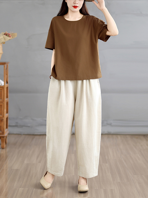 Linen Pant Wide - Letni etniczny styl damski: luźne spodnie