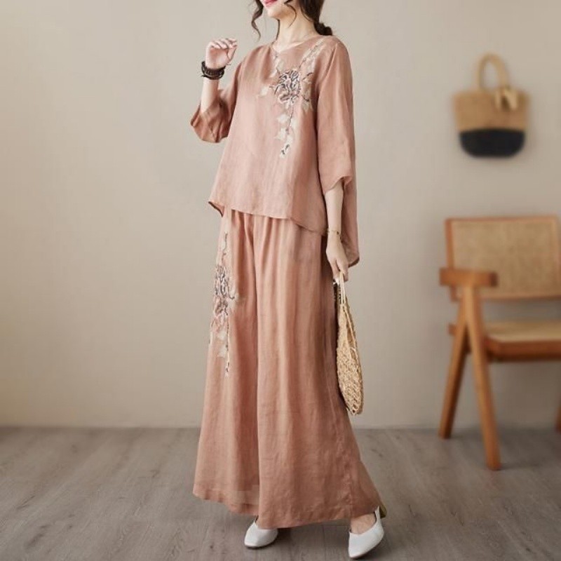 Dwuczęściowy zestaw z lnu i ba – Linen Pant Wide recenzja i cena